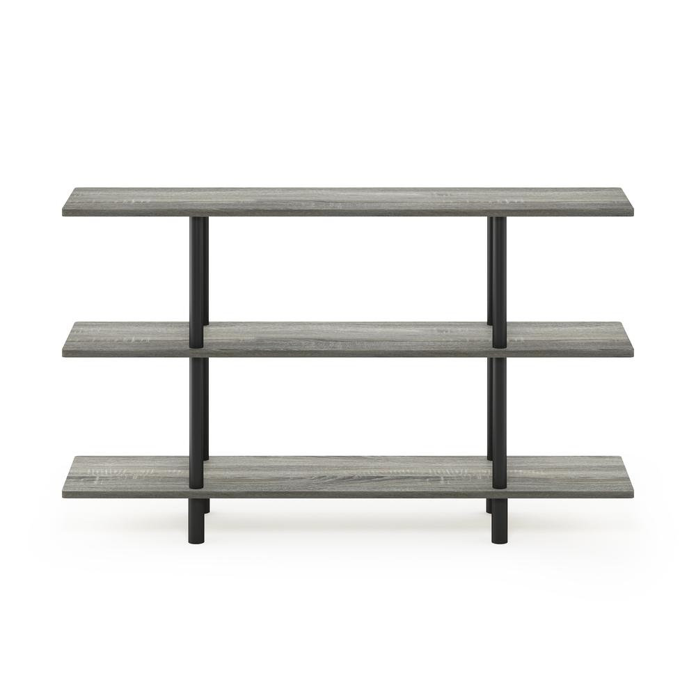 Furinno Turn-N-Tube 3-Tier Wide Display Shelf, French Oak Grey/Black. Picture 3