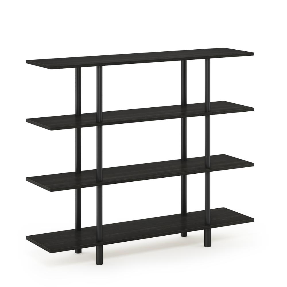 Furinno Turn-N-Tube 4-Tier Wide Display Shelf, Espresso/Black. Picture 1