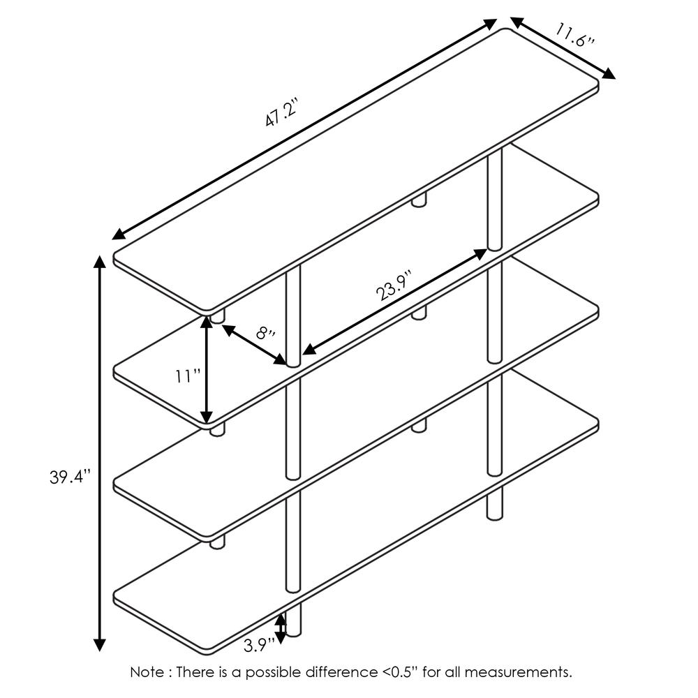 Furinno Turn-N-Tube 4-Tier Wide Display Shelf, Espresso/Black. Picture 2