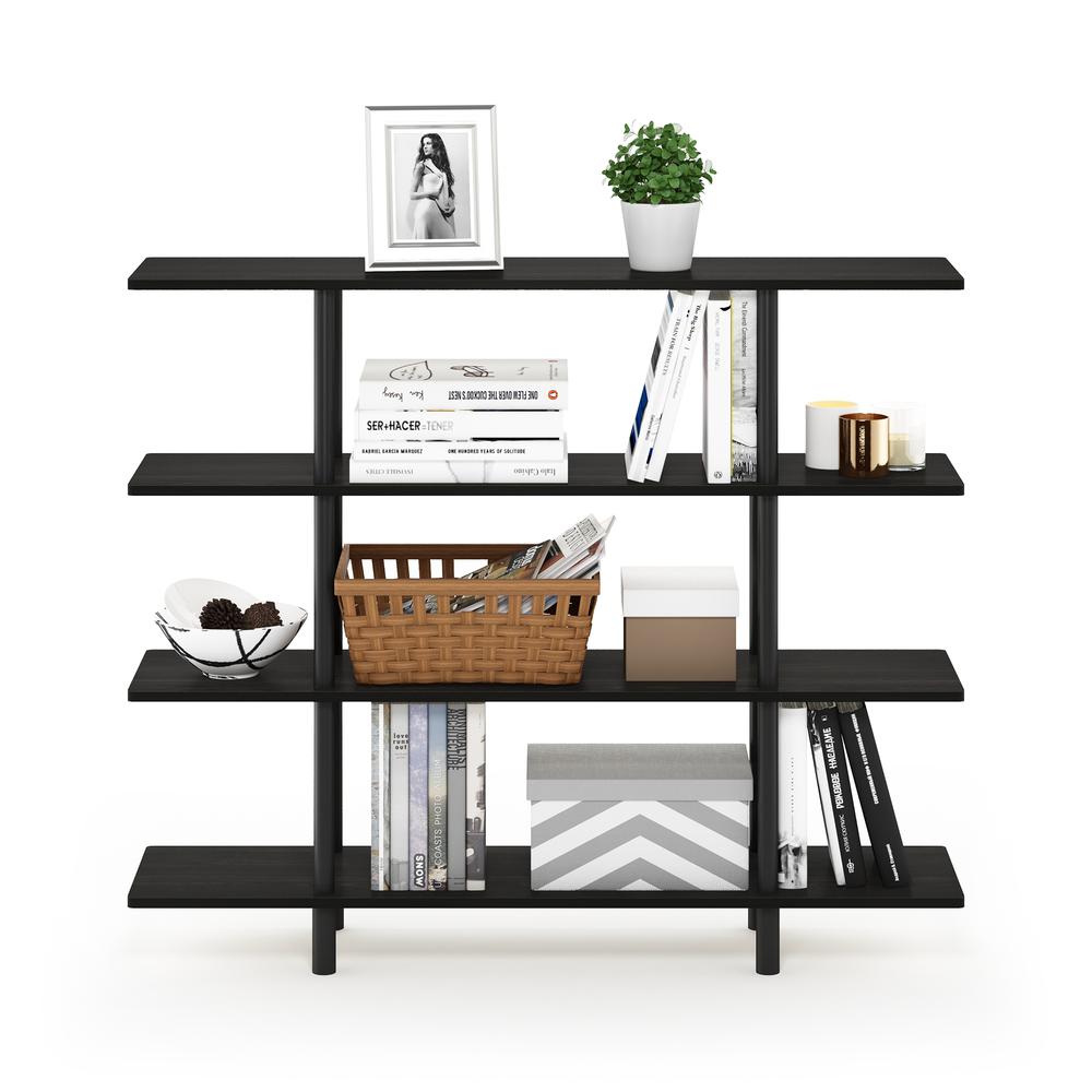 Furinno Turn-N-Tube 4-Tier Wide Display Shelf, Espresso/Black. Picture 5