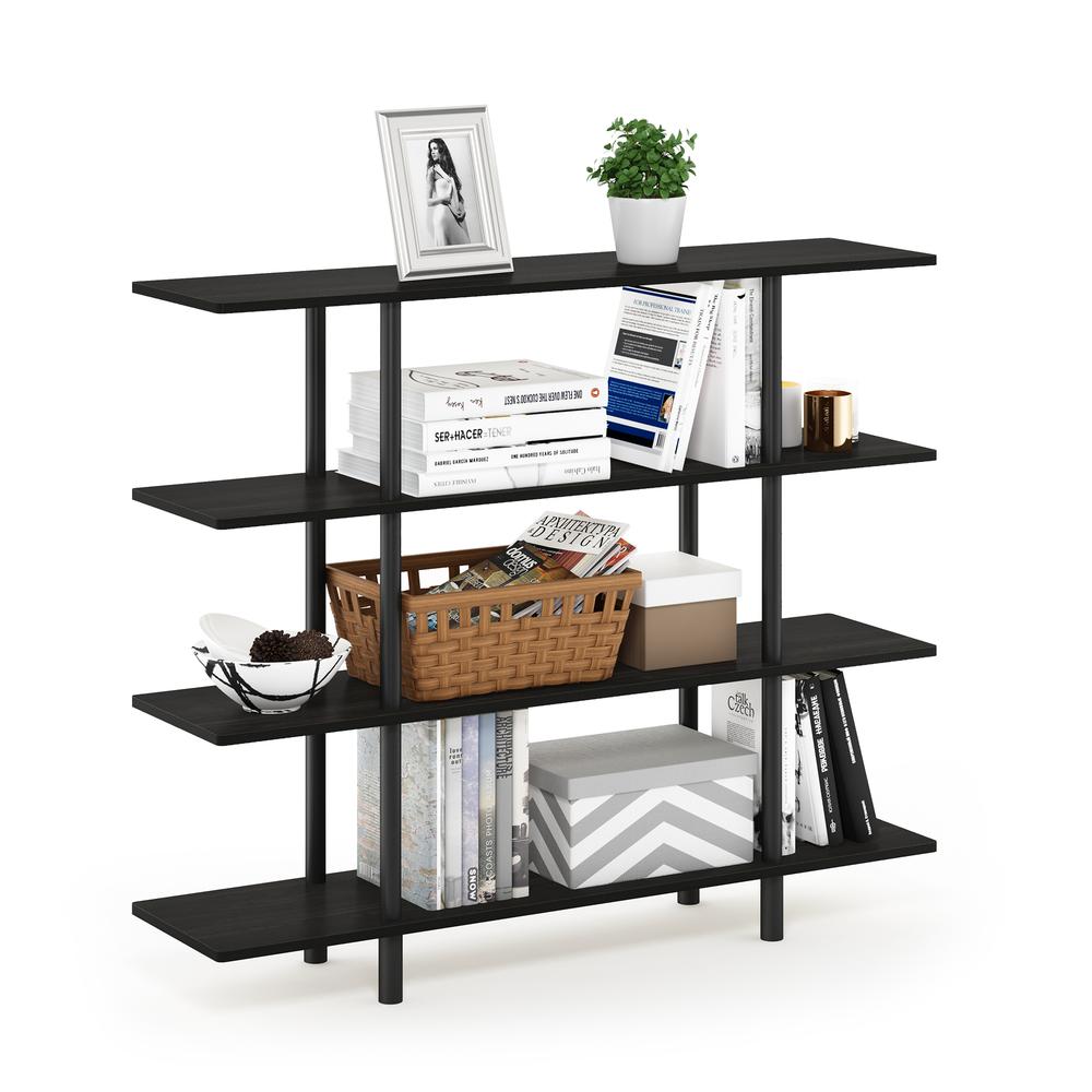 Furinno Turn-N-Tube 4-Tier Wide Display Shelf, Espresso/Black. Picture 4