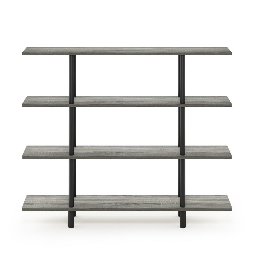 Furinno Turn-N-Tube 4-Tier Wide Display Shelf, French Oak Grey/Black. Picture 3