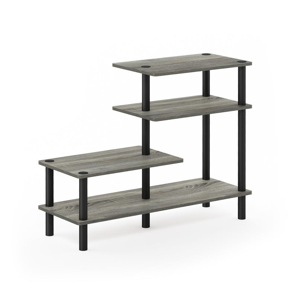 Furinno Turn-N-Tube 3-Tier Side Display Rack, French Oak Grey/Black. Picture 1
