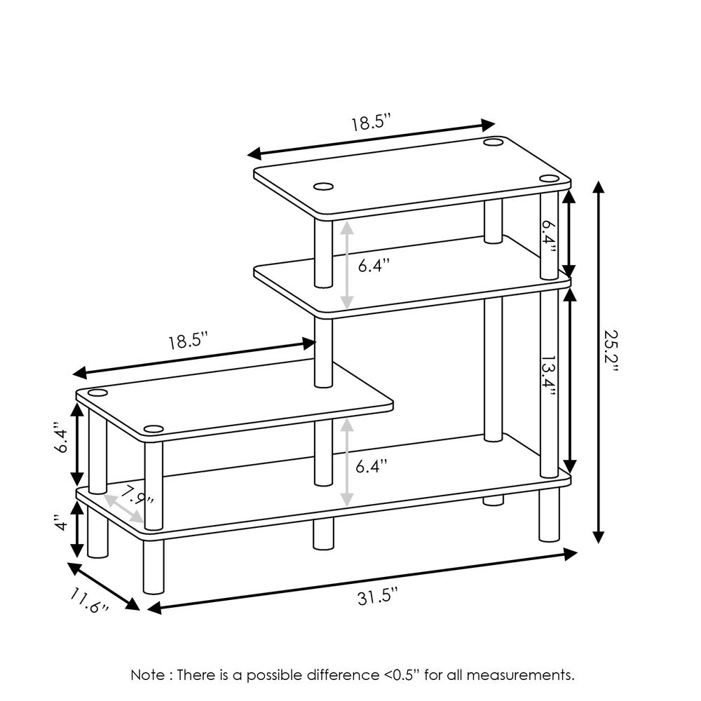 Furinno Turn-N-Tube 3-Tier Side Display Rack, French Oak Grey/Black. Picture 2