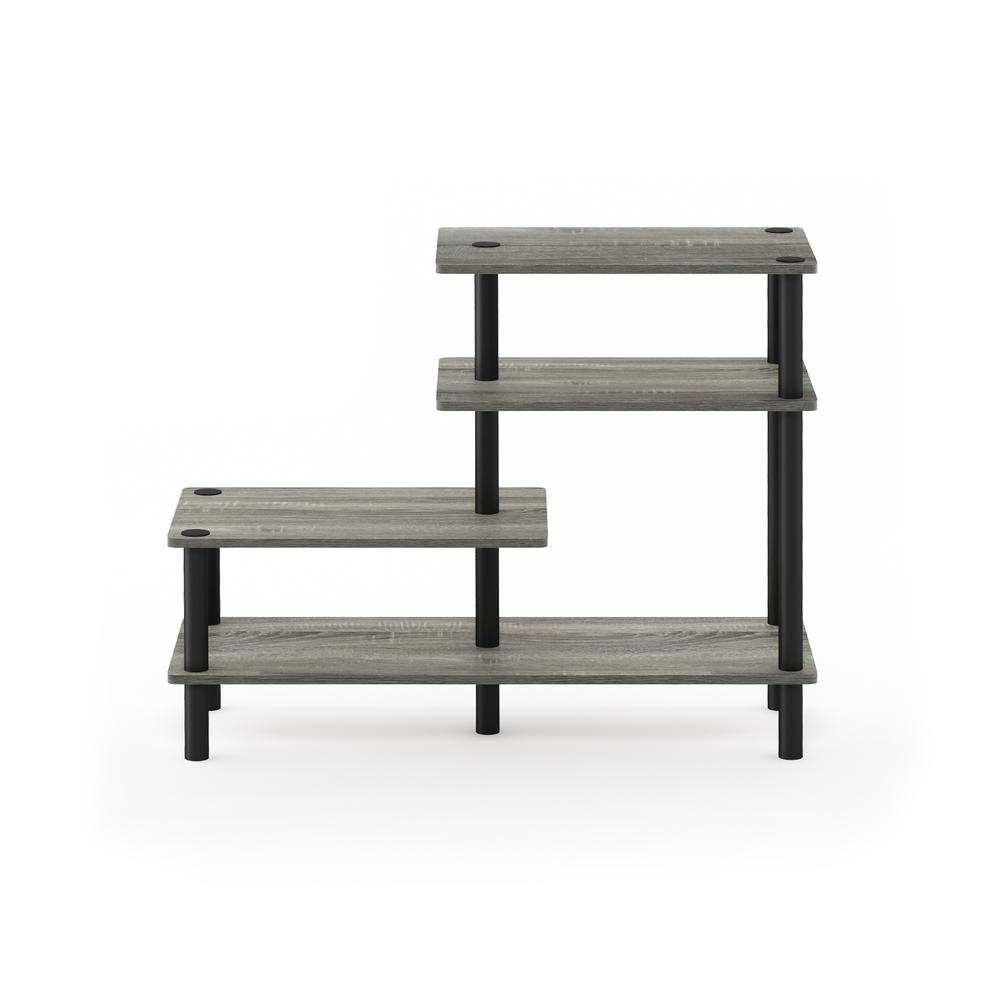 Furinno Turn-N-Tube 3-Tier Side Display Rack, French Oak Grey/Black. Picture 3