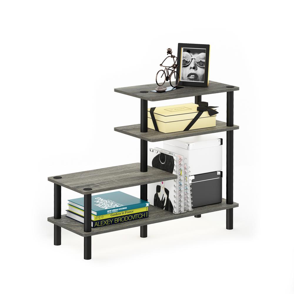 Furinno Turn-N-Tube 3-Tier Side Display Rack, French Oak Grey/Black. Picture 4