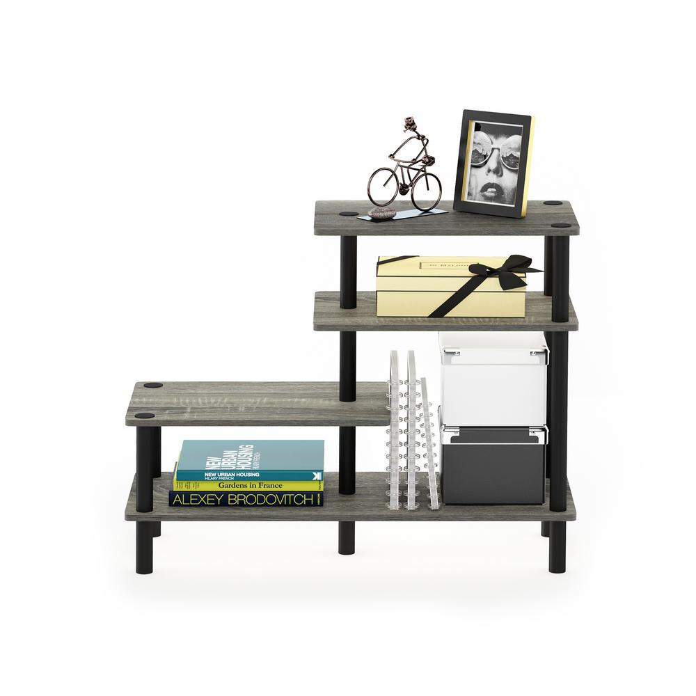 Furinno Turn-N-Tube 3-Tier Side Display Rack, French Oak Grey/Black. Picture 5