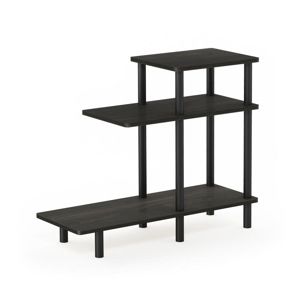 Furinno Turn-N-Tube 3-Tier Sofa Side Table, Espresso/Black. Picture 1