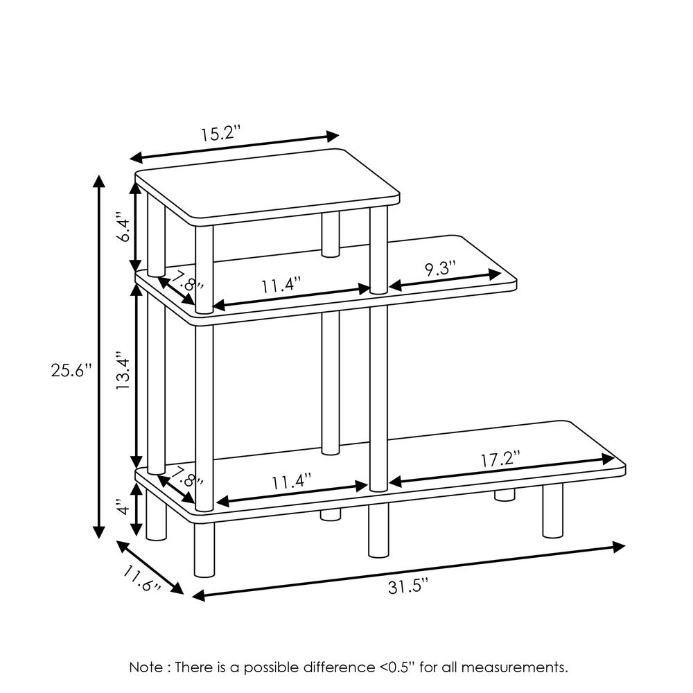 Furinno Turn-N-Tube 3-Tier Sofa Side Table, Espresso/Black. Picture 2