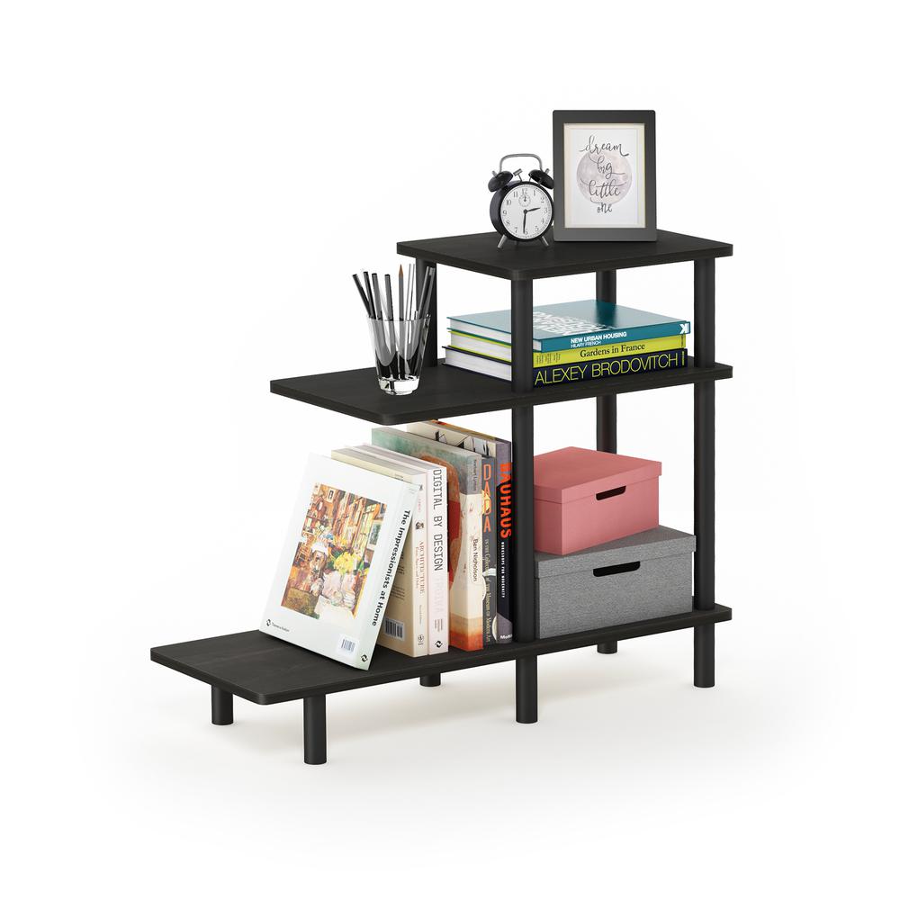 Furinno Turn-N-Tube 3-Tier Sofa Side Table, Espresso/Black. Picture 4