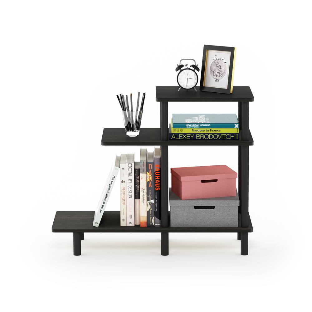Furinno Turn-N-Tube 3-Tier Sofa Side Table, Espresso/Black. Picture 5