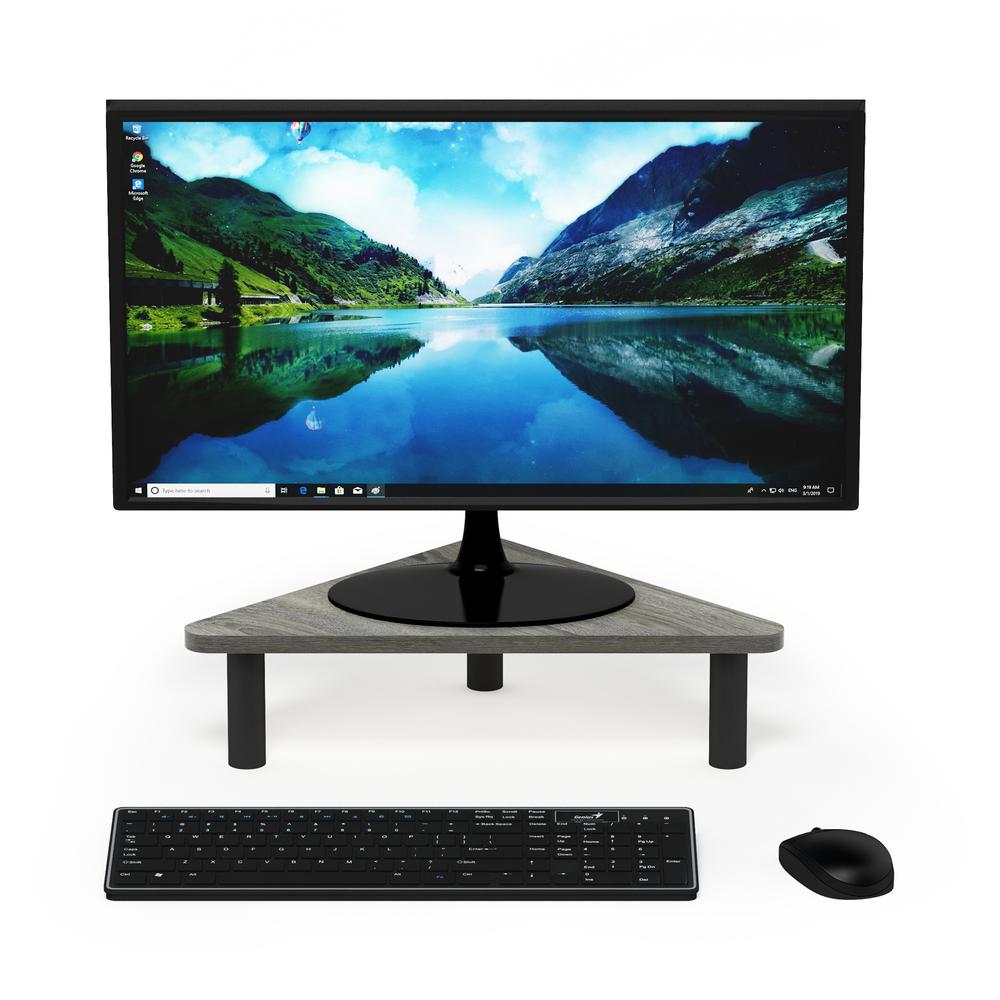 Furinno Turn-N-Tube Corner Monitor Riser Stand, French Oak Grey/Black. Picture 5