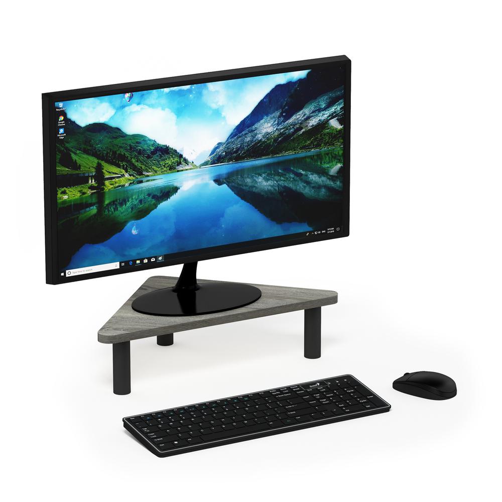 Furinno Turn-N-Tube Corner Monitor Riser Stand, French Oak Grey/Black. Picture 6