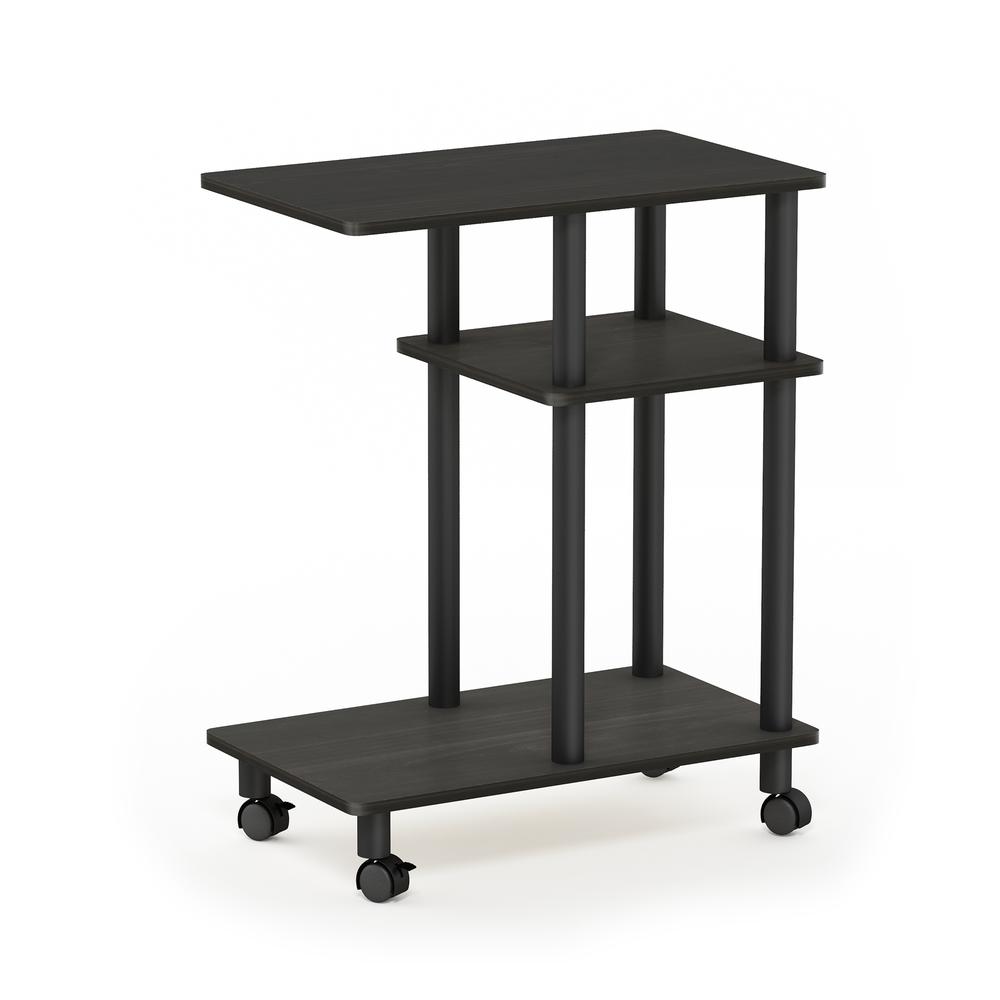 Furinno Turn-N-Tube U Shape Sofa Side Table with Casters, Espresso/Black. Picture 1