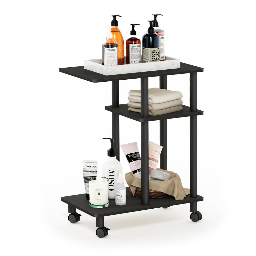 Furinno Turn-N-Tube U Shape Sofa Side Table with Casters, Espresso/Black. Picture 4