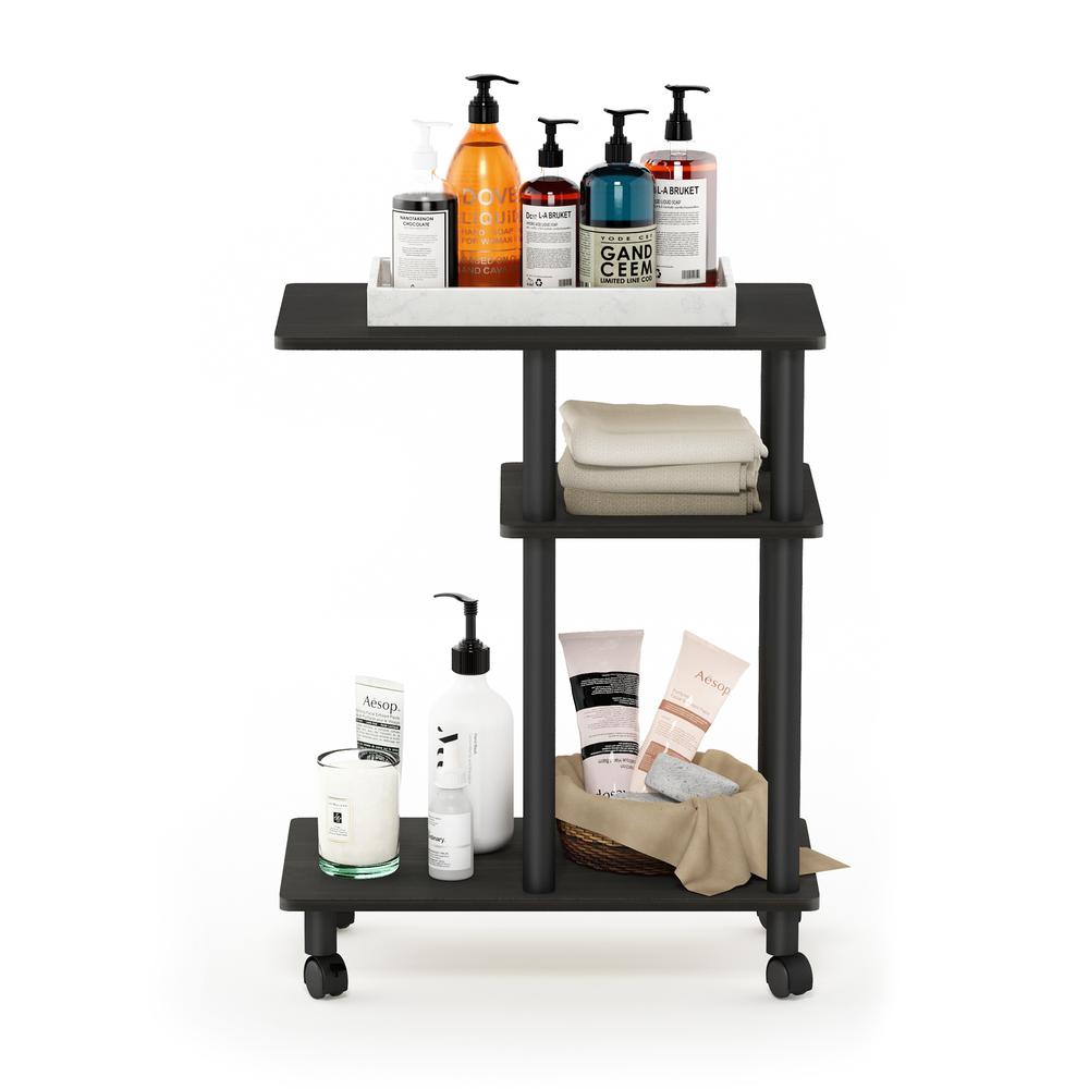 Furinno Turn-N-Tube U Shape Sofa Side Table with Casters, Espresso/Black. Picture 5