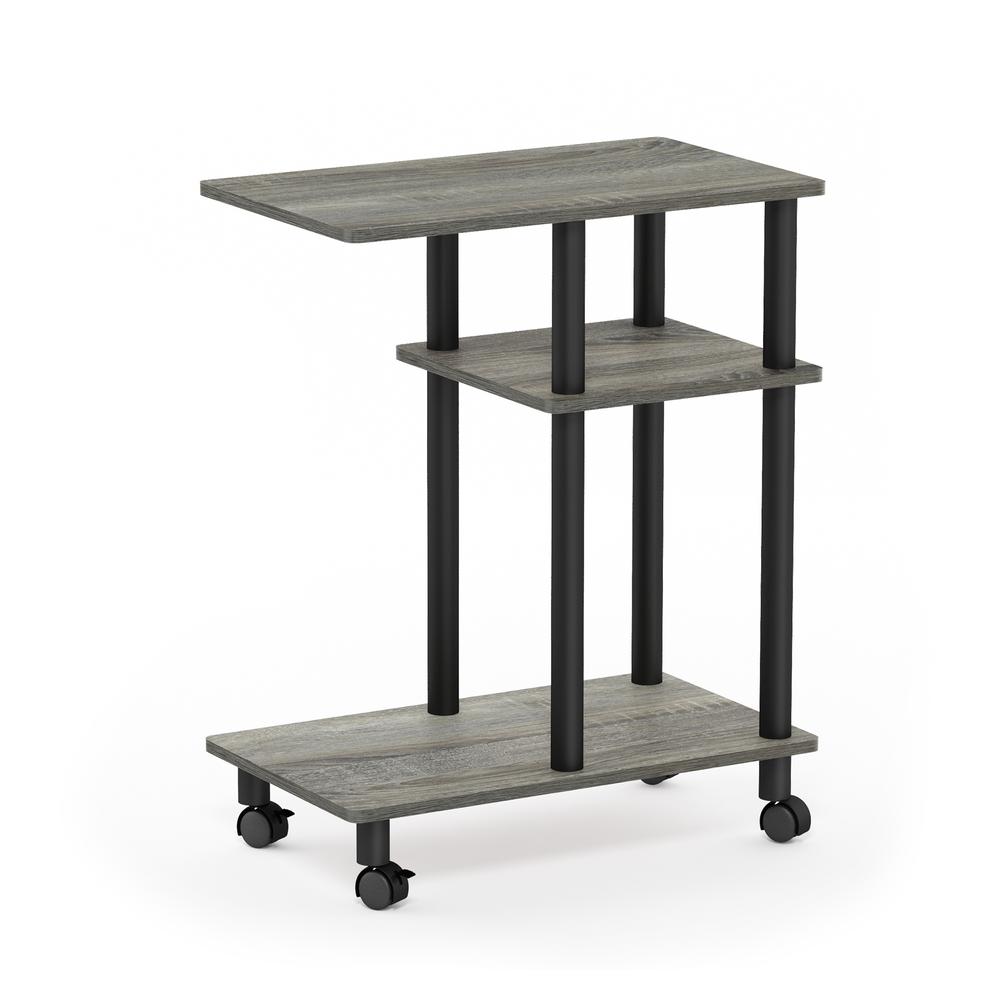 Furinno Turn-N-Tube U Shape Sofa Side Table with Casters, French Oak Grey/Black. Picture 1
