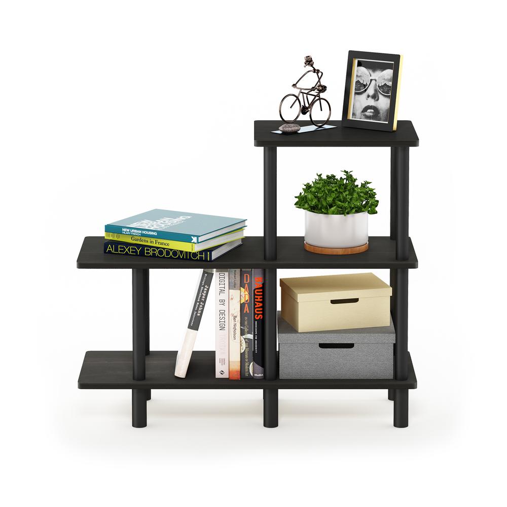 Furinno Turn-N-Tube 3-Tier Cube Ladder Shelf, Espresso/Black. Picture 5