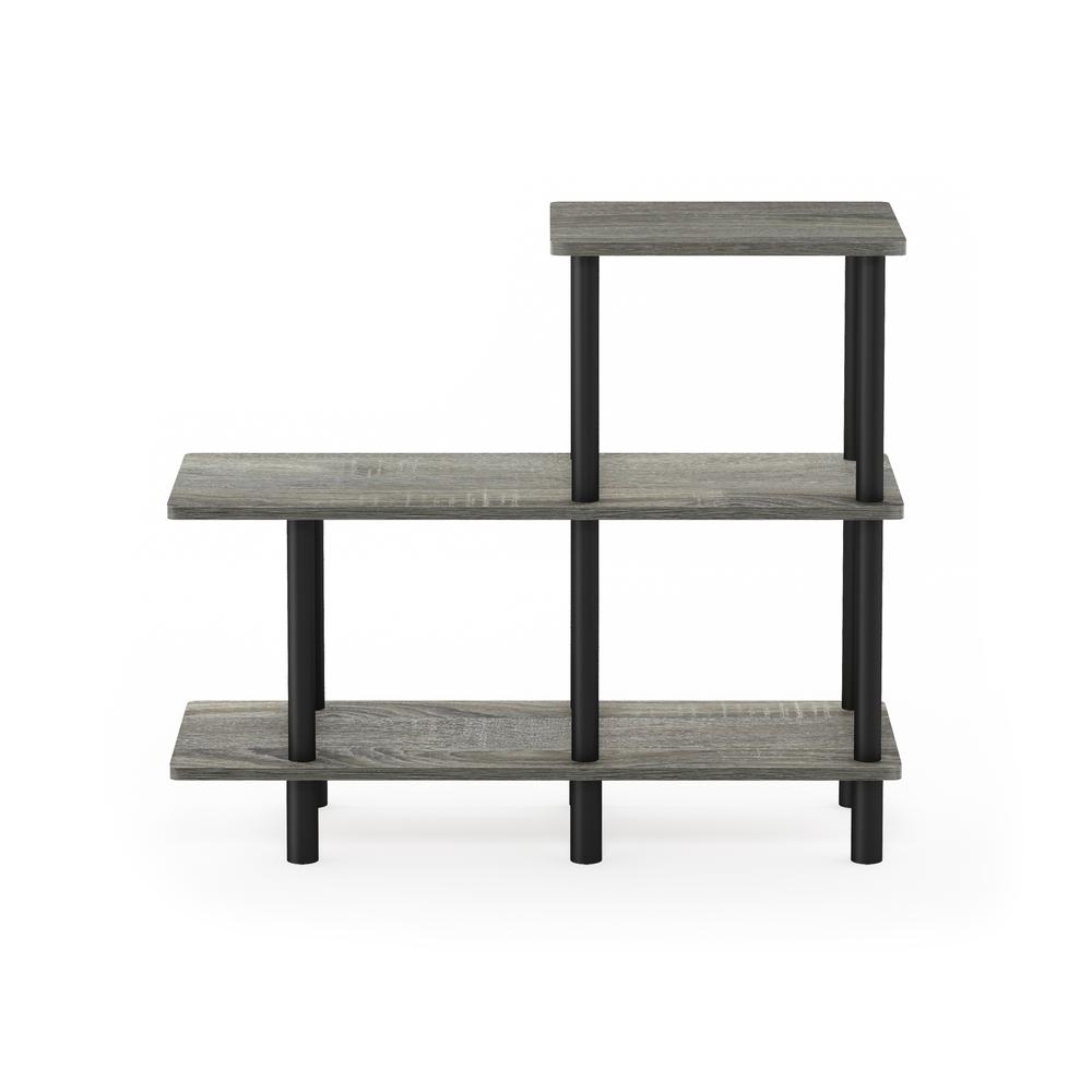 Furinno Turn-N-Tube 3-Tier Cube Ladder Shelf, French Oak Grey/Black. Picture 3