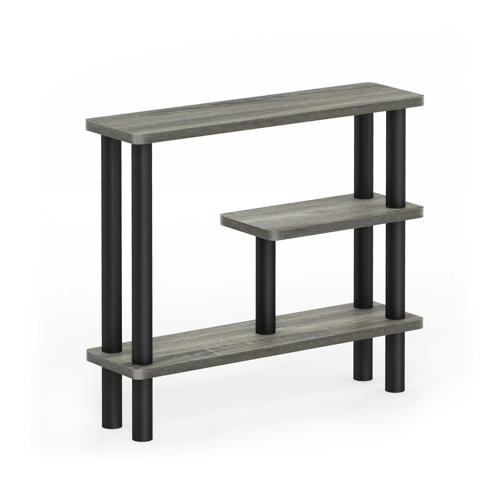 Furinno Turn-N-Tube Slim Space Saving Storage Rack, French Oak Grey/Black. Picture 1