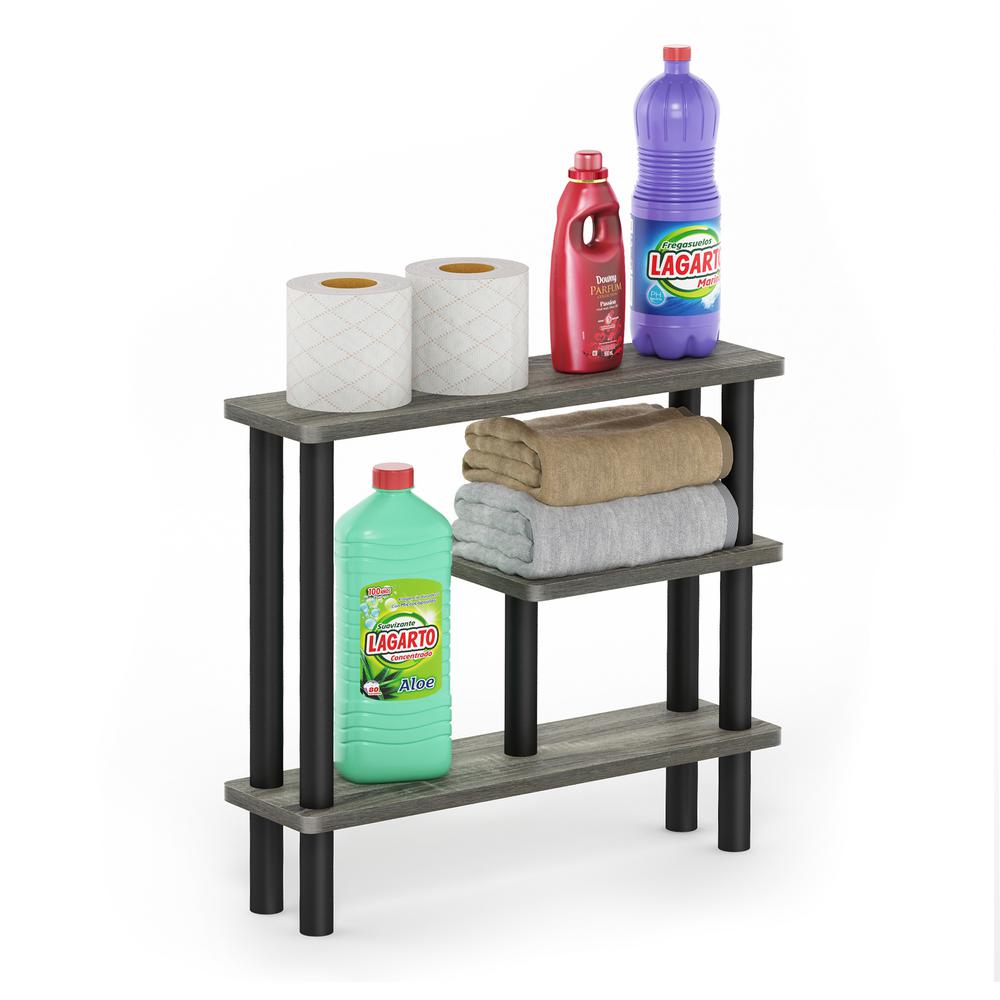 Furinno Turn-N-Tube Slim Space Saving Storage Rack, French Oak Grey/Black. Picture 4