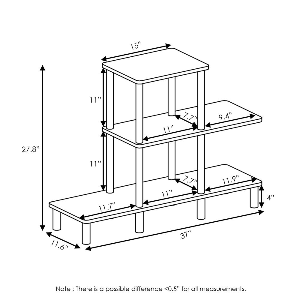Furinno Turn-N-Tube 3-Tier Design Display Rack, Espresso/Black. Picture 2