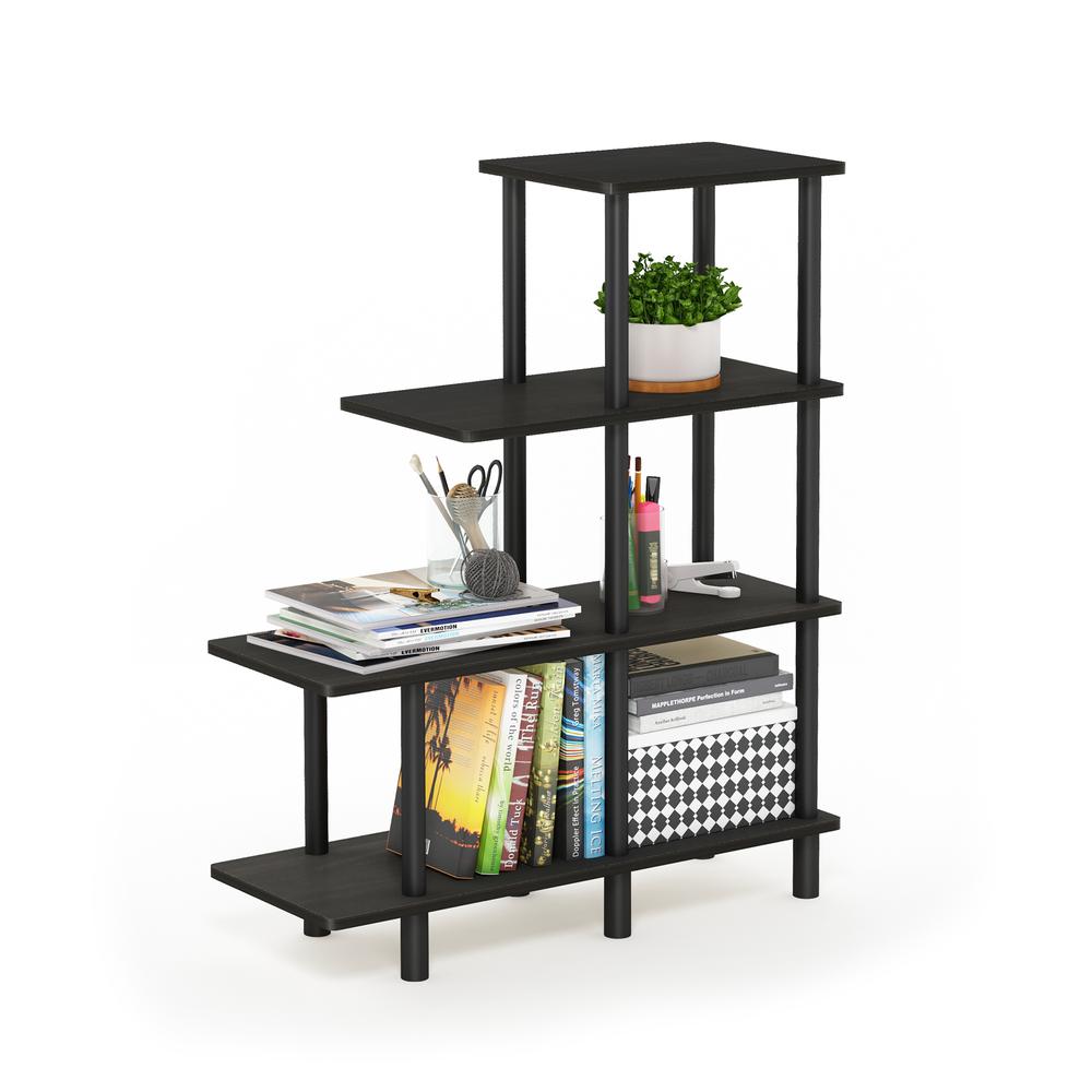 Furinno Turn-N-Tube 4-Tier Cube Ladder Shelf, Espresso/Black. Picture 4