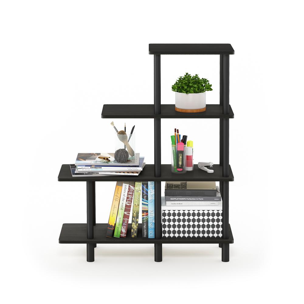 Furinno Turn-N-Tube 4-Tier Cube Ladder Shelf, Espresso/Black. Picture 5