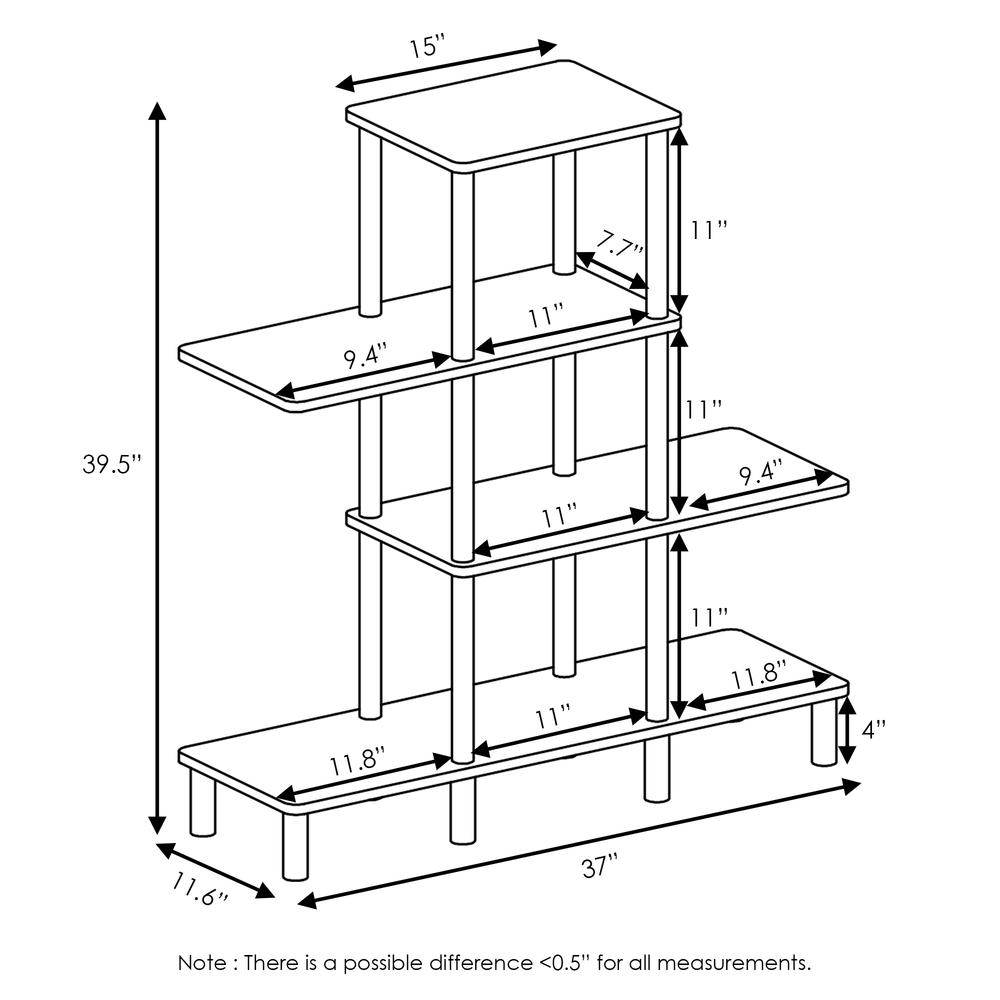 Furinno Turn-N-Tube 4-Tier Design Display Rack, Espresso/Black. Picture 2