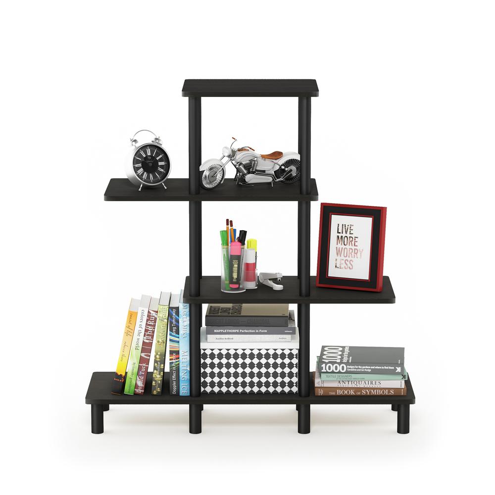 Furinno Turn-N-Tube 4-Tier Design Display Rack, Espresso/Black. Picture 5