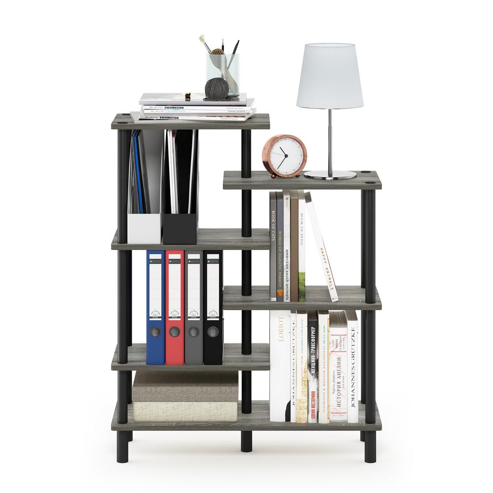 Furinno Turn-N-Tube 6-Tier Accent Display Rack, French Oak Grey/Black. Picture 5