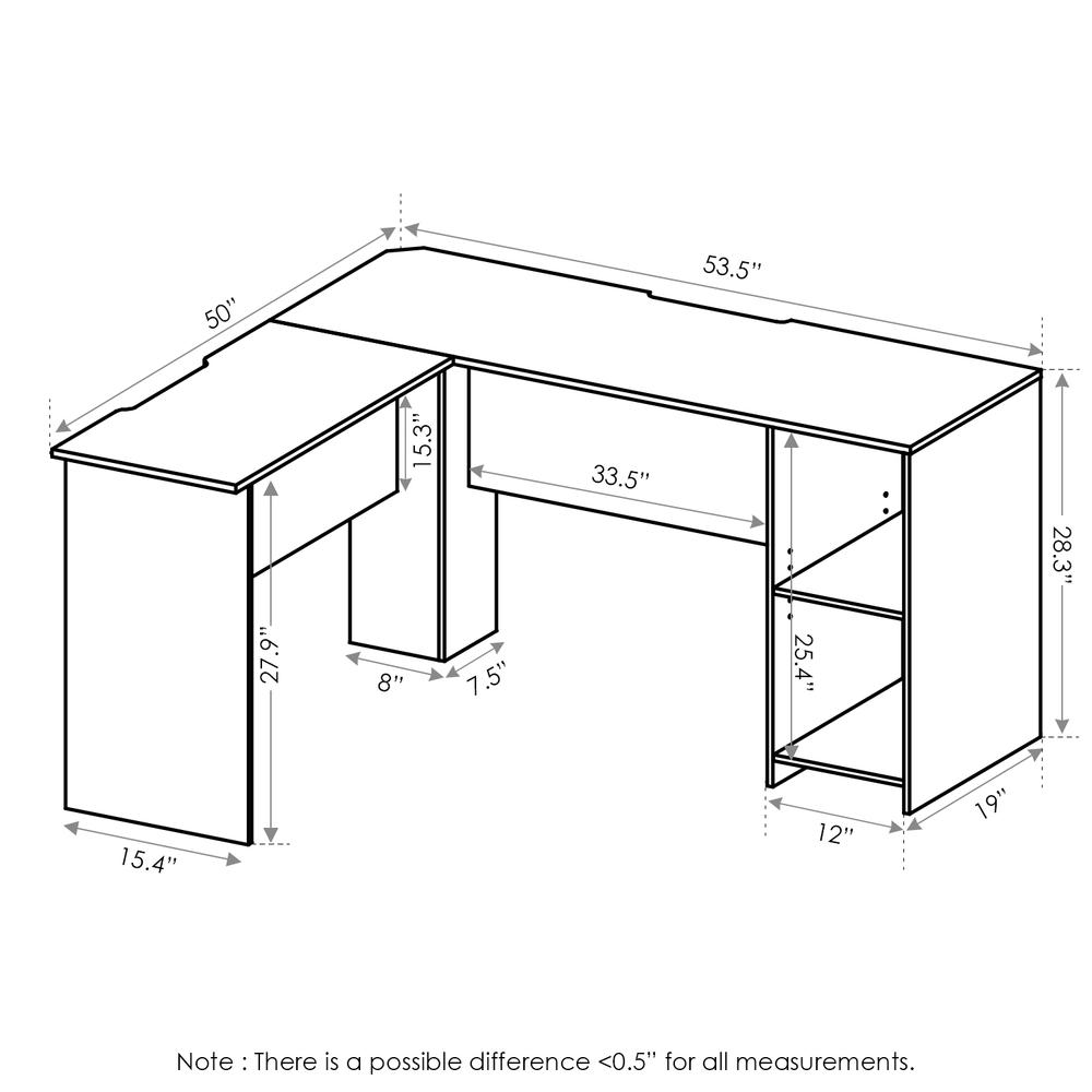Furinno Indo L-Shaped Desk with Bookshelves, White. Picture 2