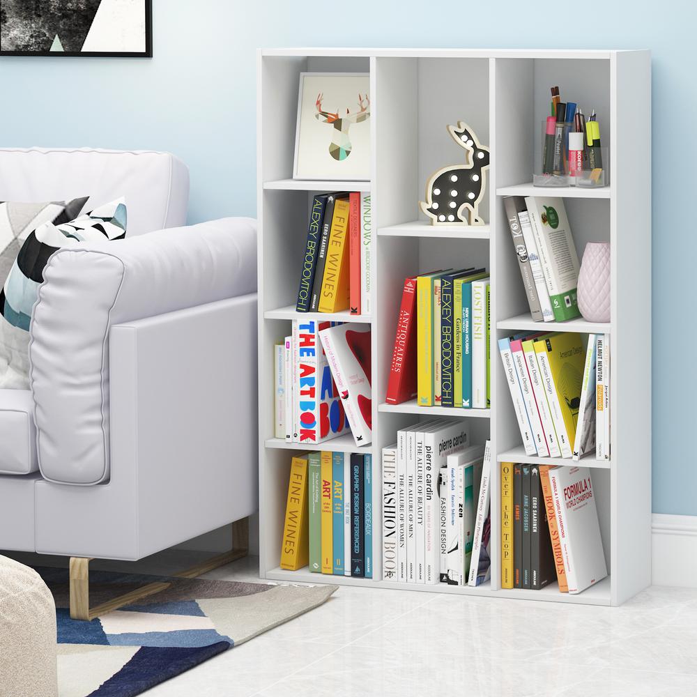 Furinno 11-Cube Reversible Open Shelf Bookcase, White. Picture 6