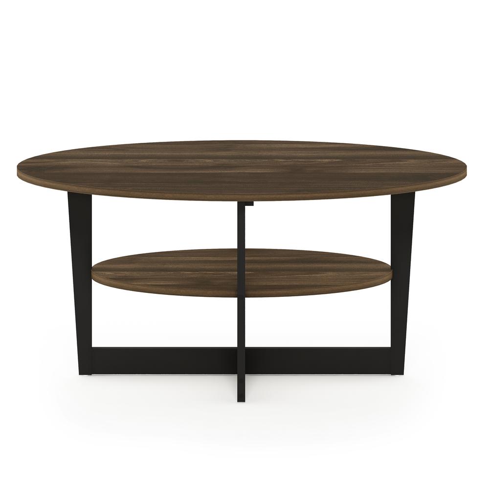 Furinno JAYA Oval Coffee Table, Columbia Walnut/Black. Picture 3