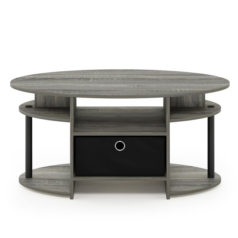 JAYA Simple Design Oval Coffee Table, French Oak Grey/Black/Black. Picture 3