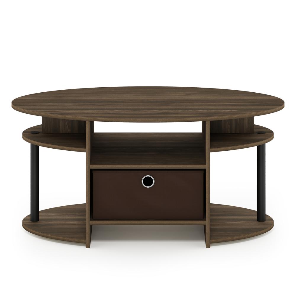 JAYA Simple Design Oval Coffee Table, Columbia Walnut/Black/Dark Brown. Picture 3
