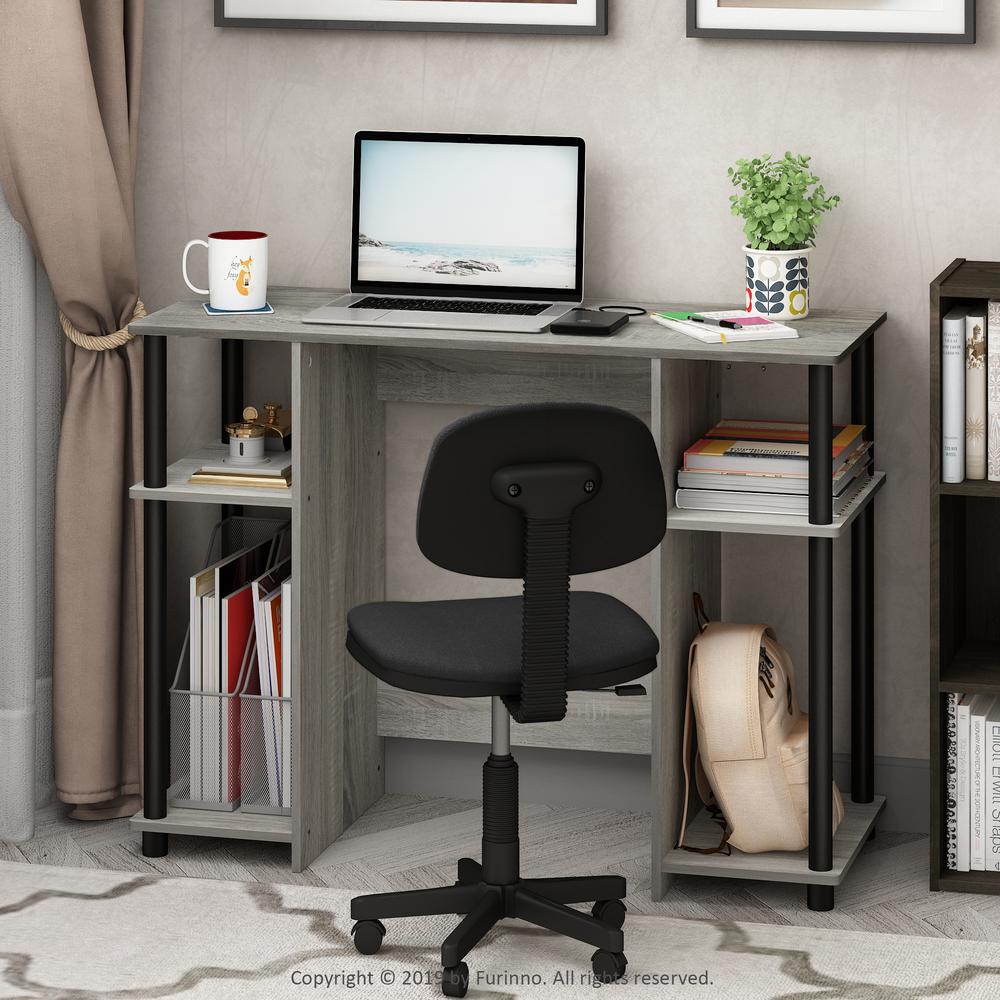 Furinno 15112 JAYA Compact Computer Study Desk, French Oak Grey/Black. Picture 6