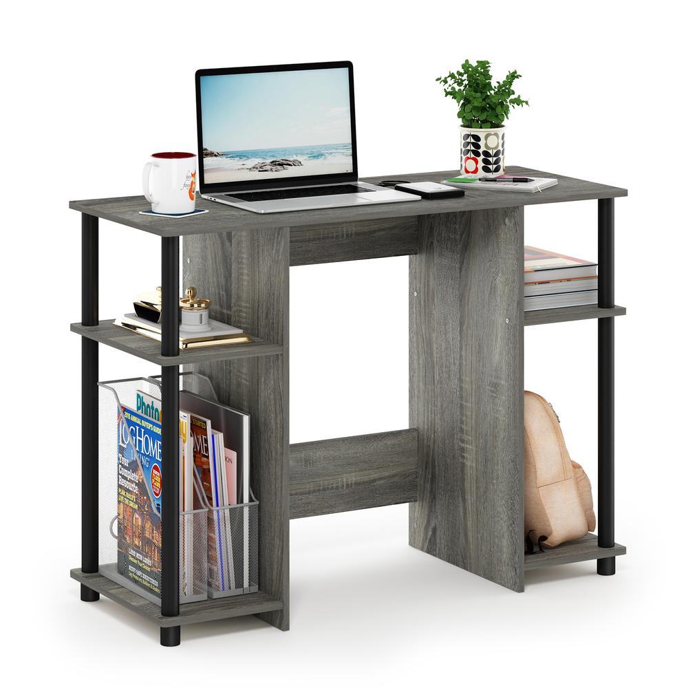 Furinno 15112 JAYA Compact Computer Study Desk, French Oak Grey/Black. Picture 4