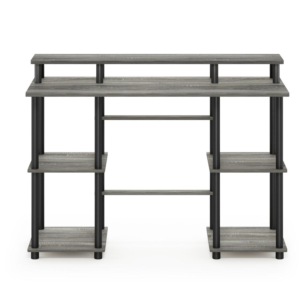 Furinno Turn-N-Tube Computer Desk with Top Shelf, French Oak Grey/Black. Picture 3