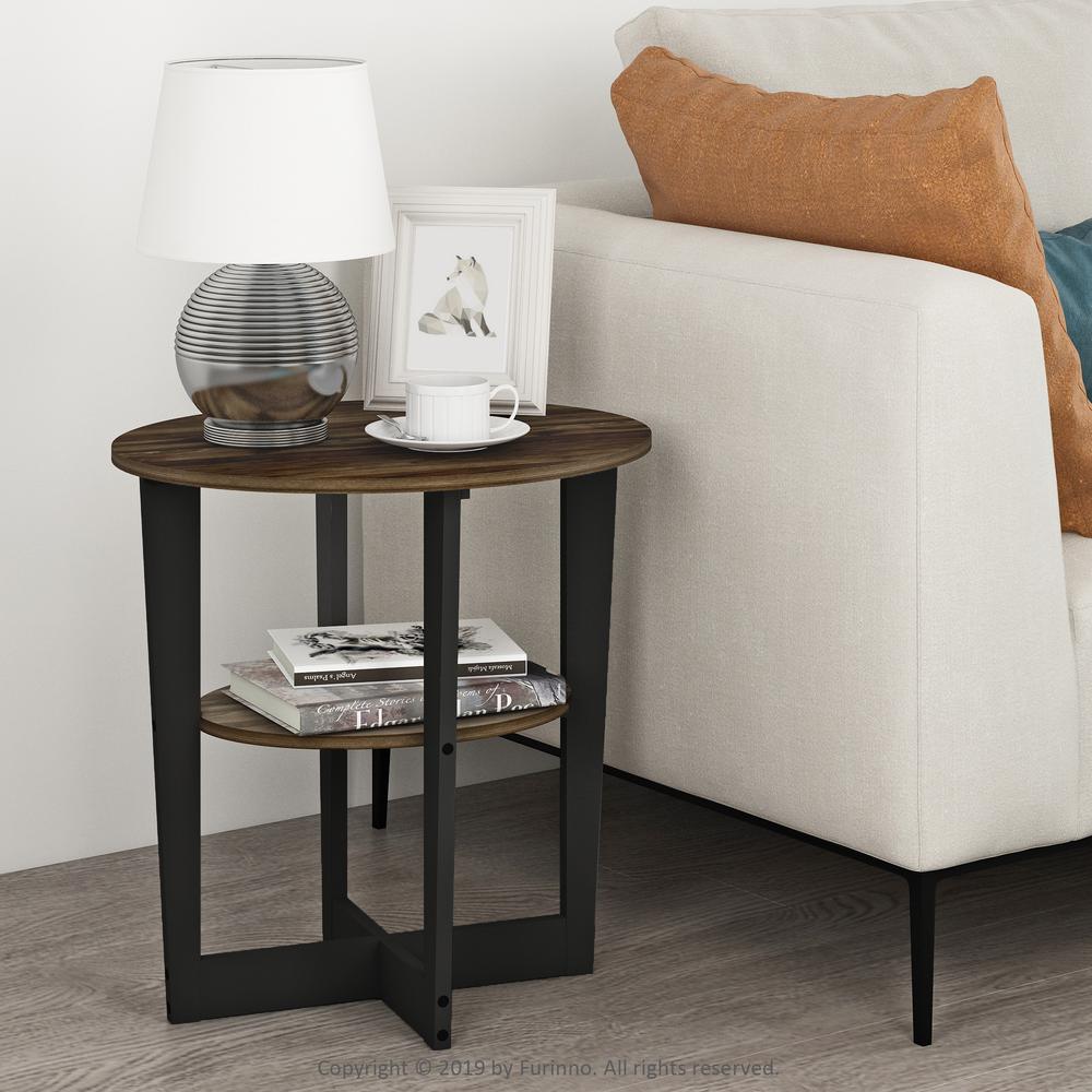 Furinno JAYA Oval End Table, Columbia Walnut/Black. Picture 6
