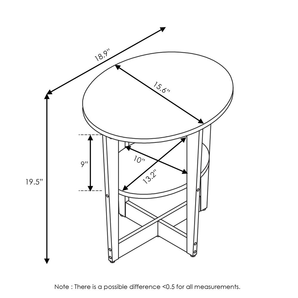 Furinno JAYA Oval End Table, Columbia Walnut/Black. Picture 2