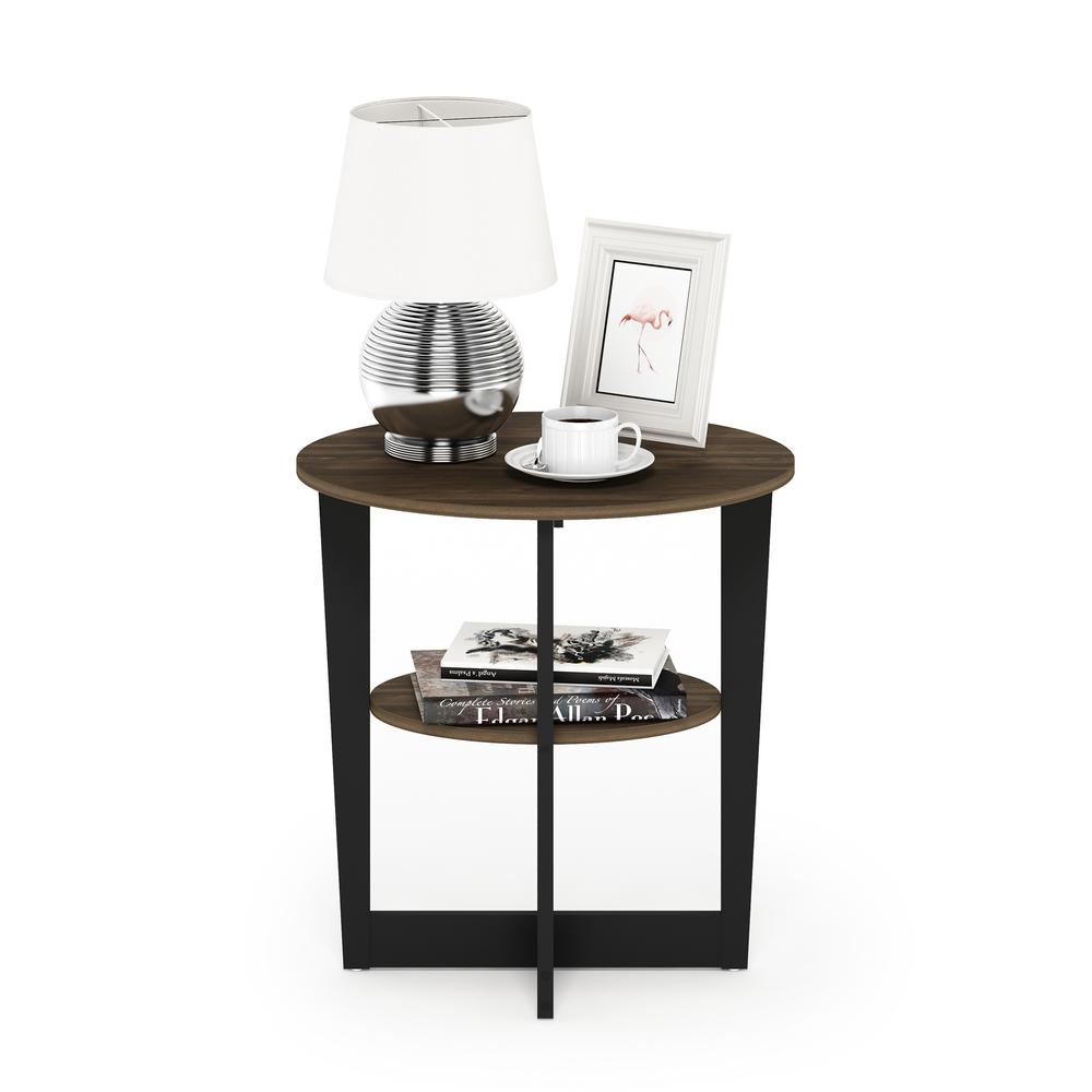 Furinno JAYA Oval End Table, Columbia Walnut/Black. Picture 4