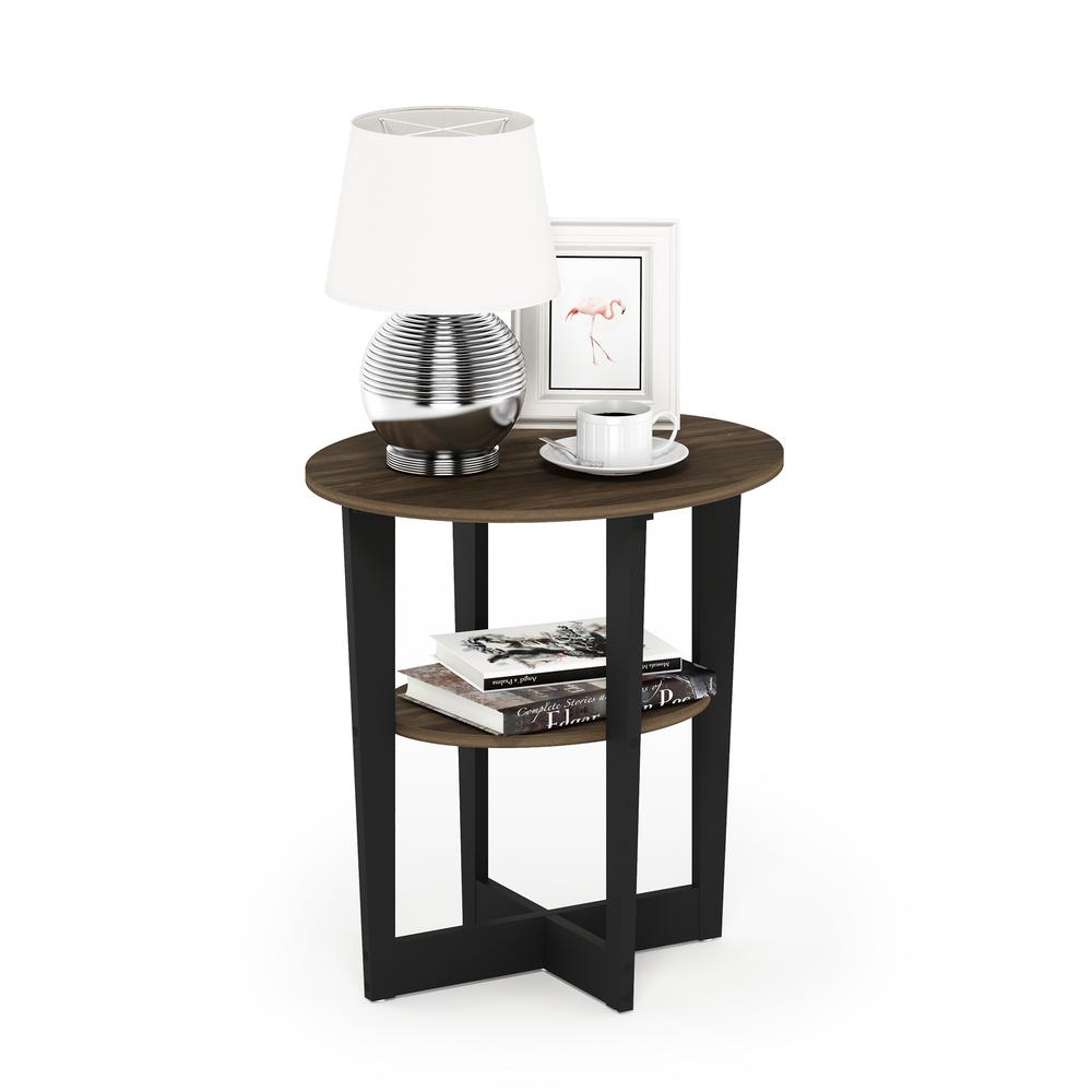 Furinno JAYA Oval End Table, Columbia Walnut/Black. Picture 5