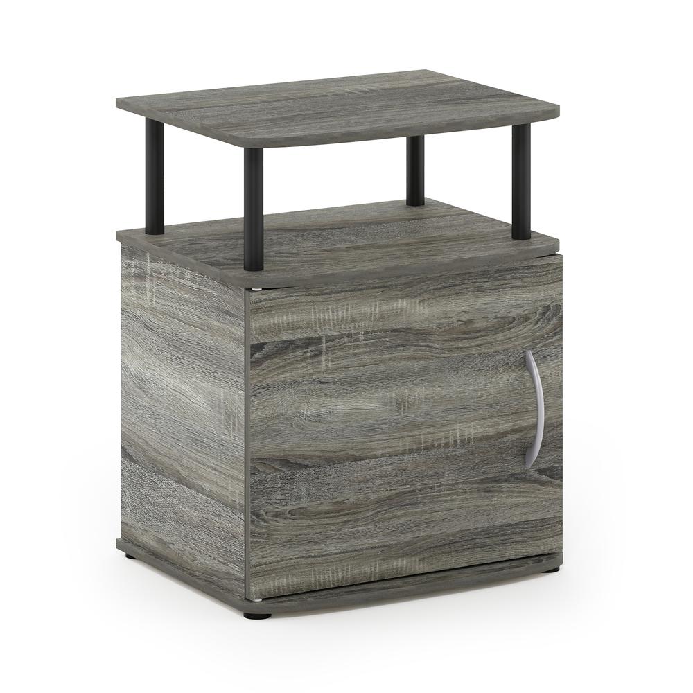Furinno JAYA Utility Design End Table, French Oak Grey/Black. Picture 1