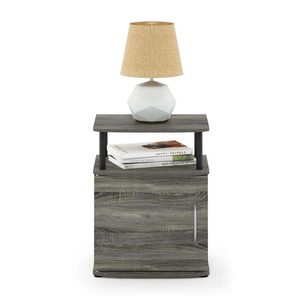 Furinno JAYA Utility Design End Table, French Oak Grey/Black. Picture 5