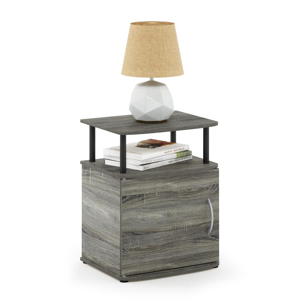 Furinno JAYA Utility Design End Table, French Oak Grey/Black. Picture 6