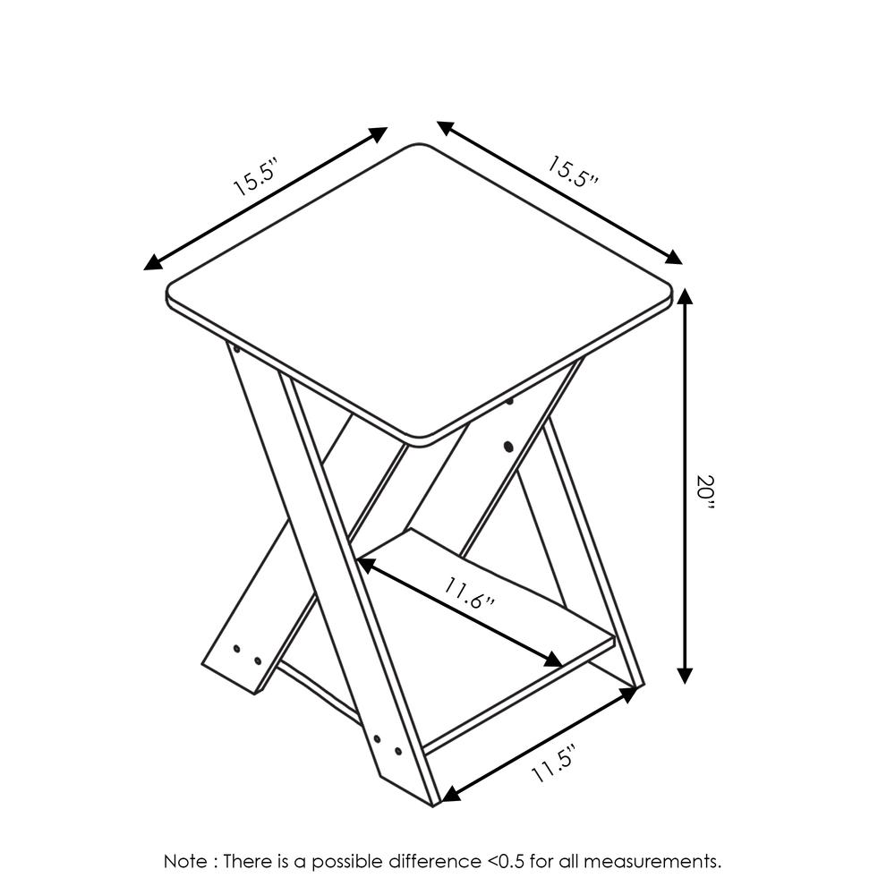 Furinno Modern Simplistic Criss-Crossed End Table, French Oak Grey/Black. Picture 2