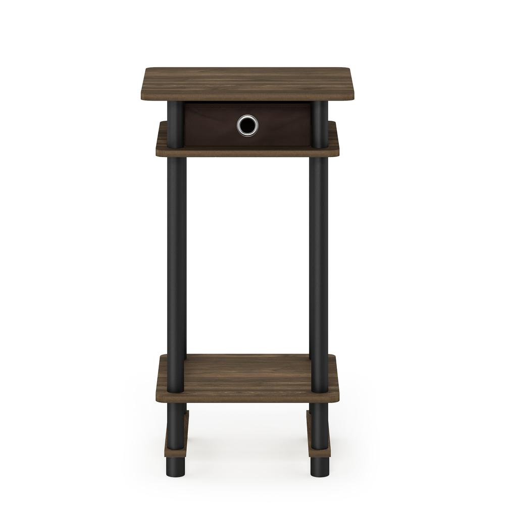 Furinno 17017 Turn-N-Tube Tall End Table with Bin, Columbia Walnut/Black/Dark Brown. Picture 3