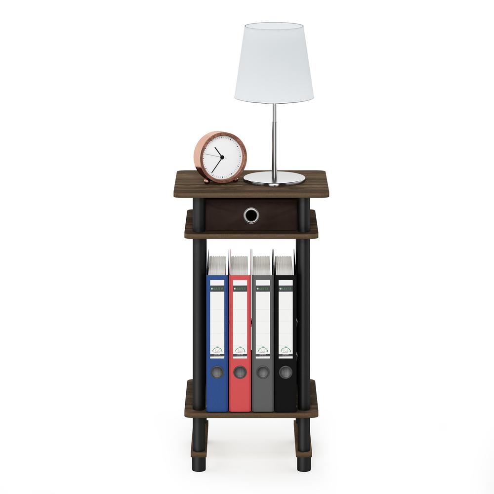 Furinno 17017 Turn-N-Tube Tall End Table with Bin, Columbia Walnut/Black/Dark Brown. Picture 5