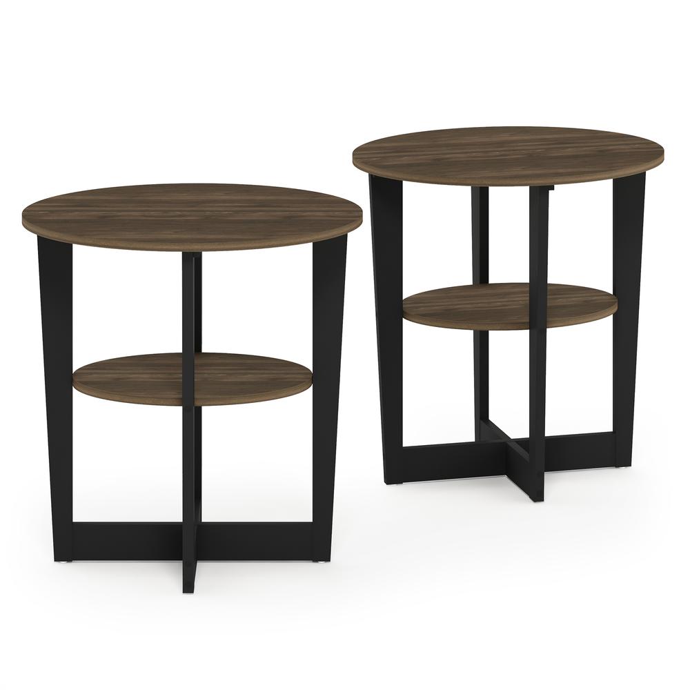 Furinno JAYA Oval End Table, Set of Two, Columbia Walnut/Black. Picture 3